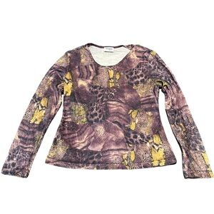TOGO petite women's snake/leopard print velvet longsleeve, size small.